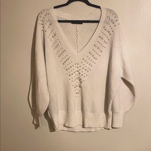 Women’s white jeweled sweater